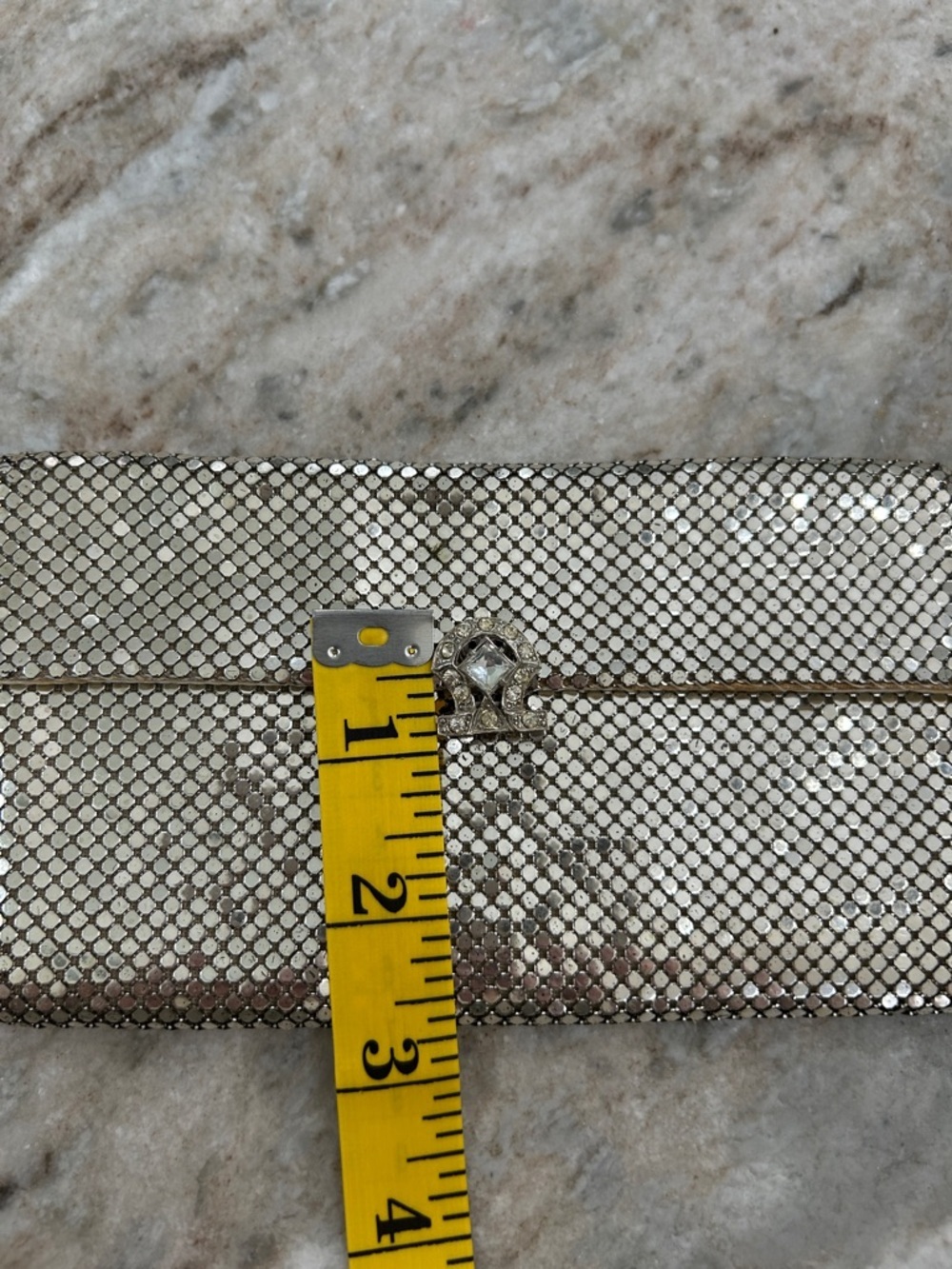 Vintage Whiting & Davis Silver Mesh Evening Bag Silver w/cubic zirconia closure - Picture 15 of 16